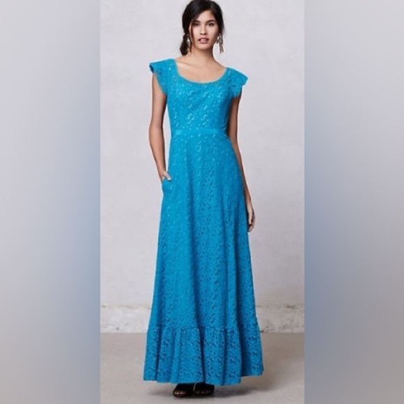 COPY - Anthropologie Lace Blue Maxi Dress - Picture 1 of 5